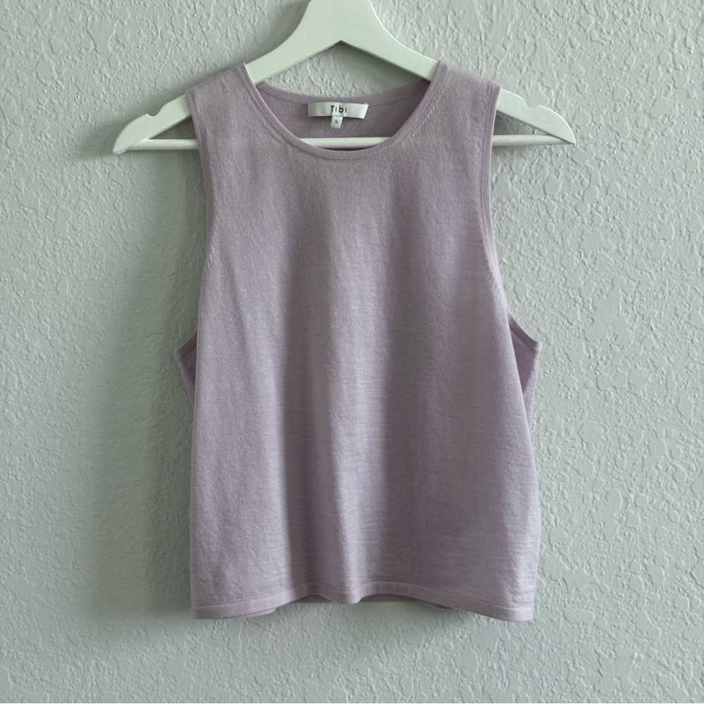 Tibi Tissue Cashmere Tank in Pale Lavender